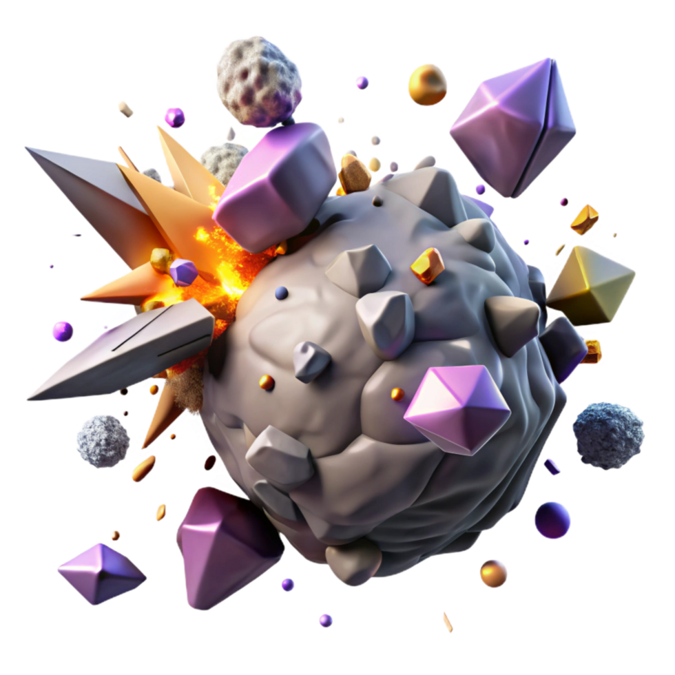 wonderful classic Asteroid Impact Illustration Cutout with Explosive Collision high resolution png
