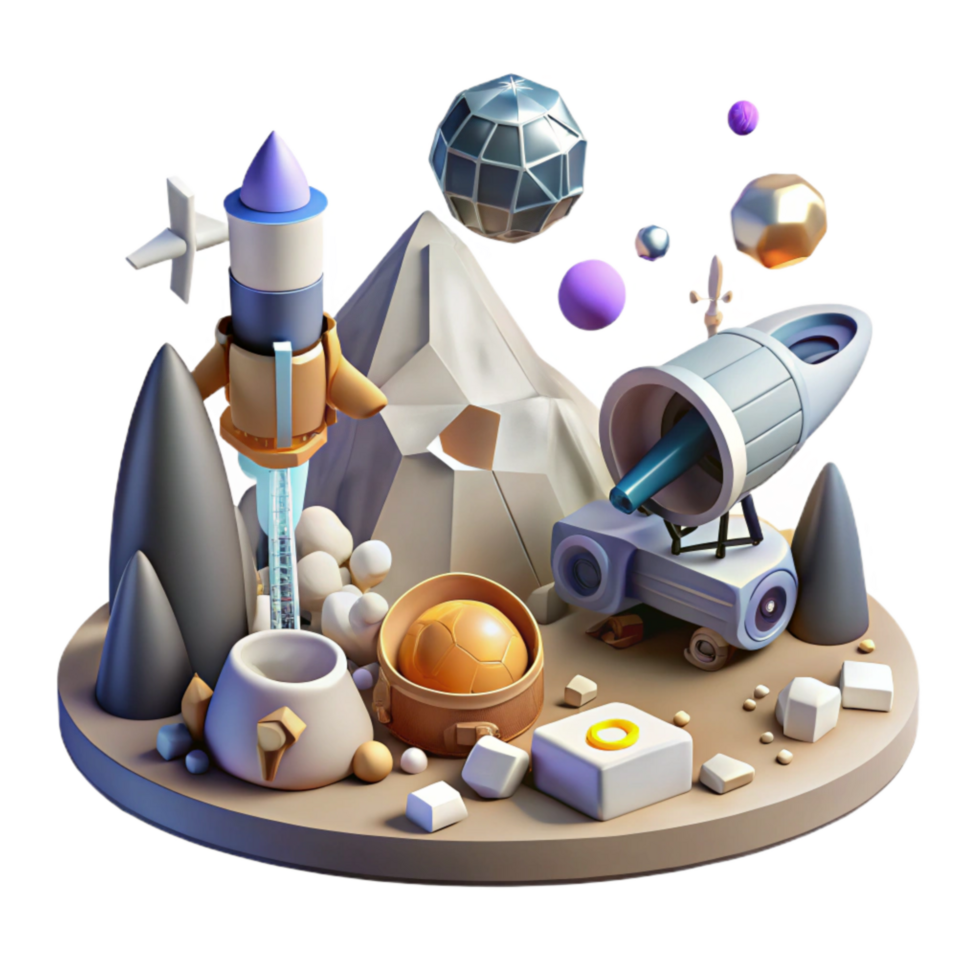 extraordinary artistic Asteroid Mining Operation Cutout with Spacecraft and Equipment genuine png