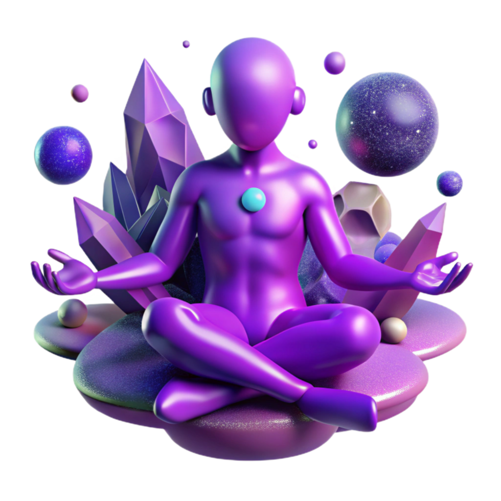 dramatic modern Astral Projection Figure with Purple Nebula Isolated high resolution png