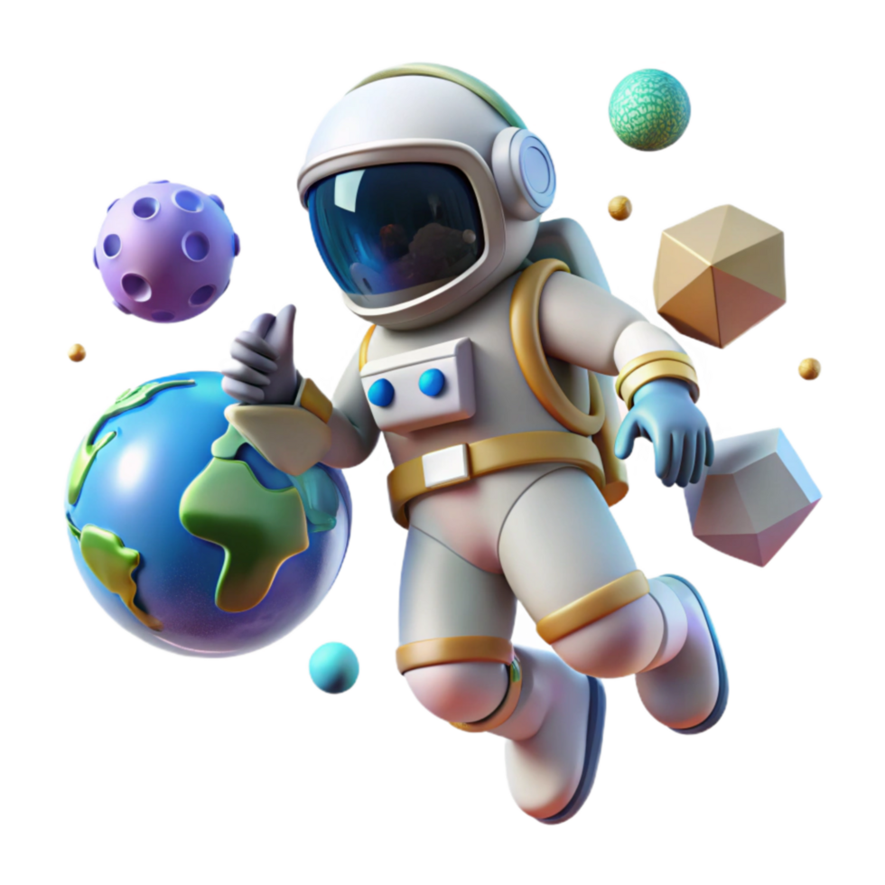 serene vintage Astronaut Silhouette Floating with Transparent Background professional png