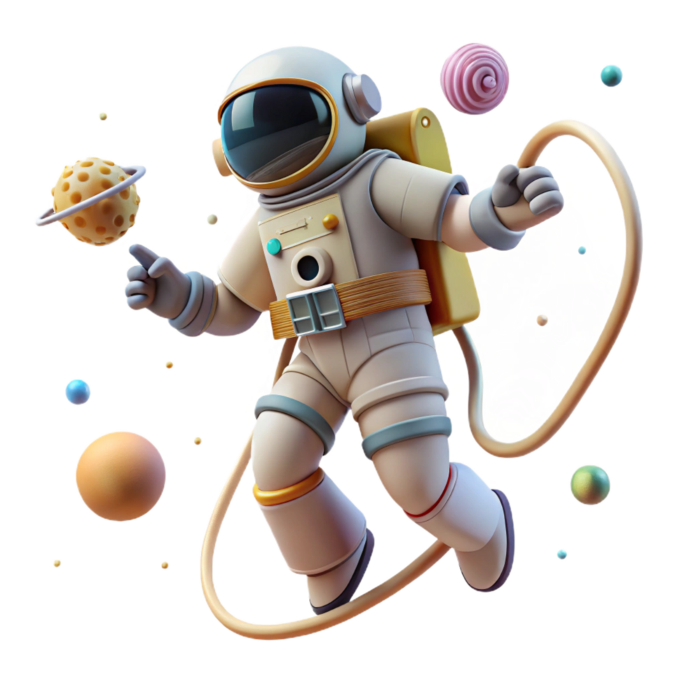 serene creative Astronaut Spacewalk Transparent Background with Tether Line professional png