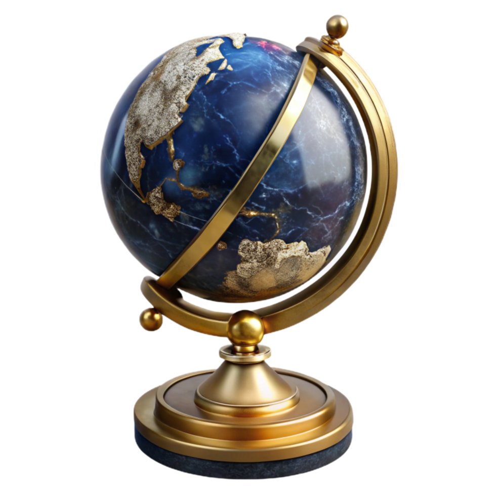 stunning minimalist Vintage Globe on Marble Stand Isolated Element genuine png