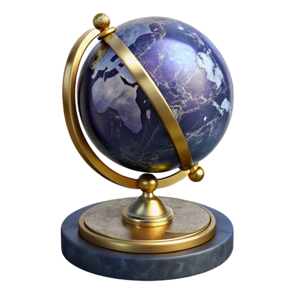 stunning rustic Vintage Globe on Marble Stand Isolated Element exclusive png