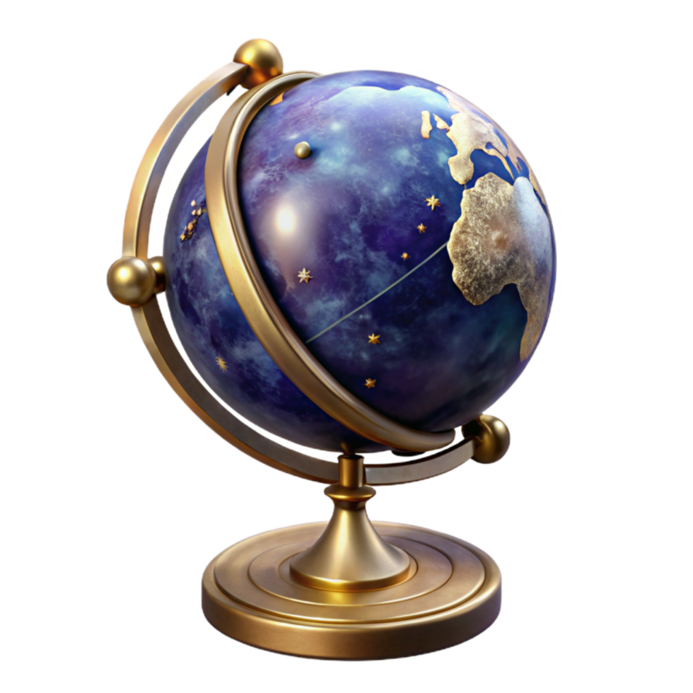 elegant vintage Vintage Globe with Metal Stand Isolated Element high resolution png