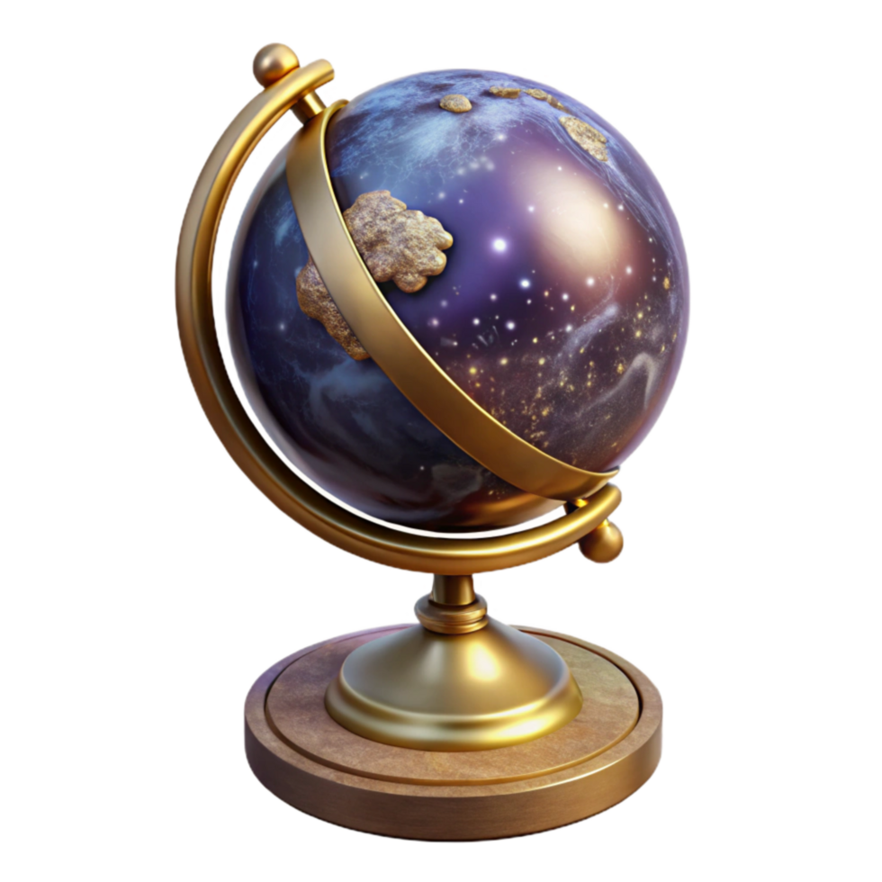 vibrant modern Vintage Globe with Stand Isolated Element premium png