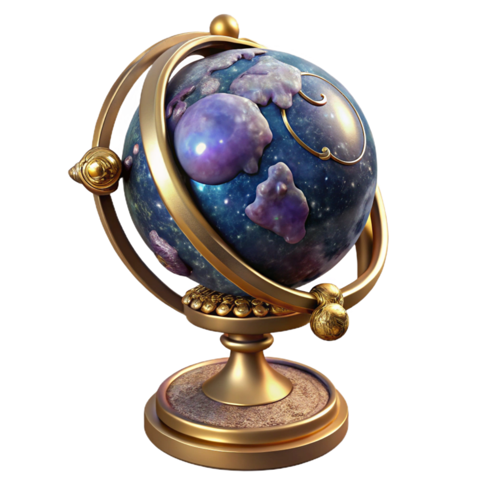 impressive minimalist Vintage Globe with Ornate Stand Isolated Element authentic png