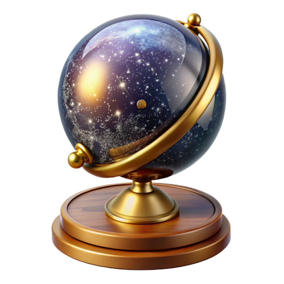 impressive traditional Vintage Globe with Wooden Base Isolated Element detailed png