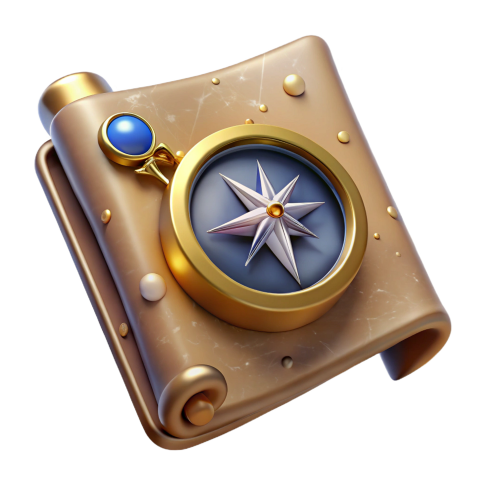 magnificent traditional Vintage Map with Compass Isolated Element professional png