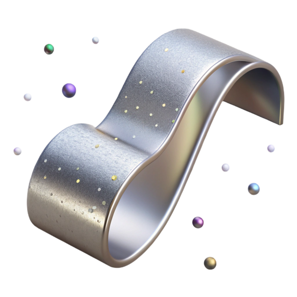 dramatic rustic Bent Metal Strip with Silver Finish Isolated genuine png
