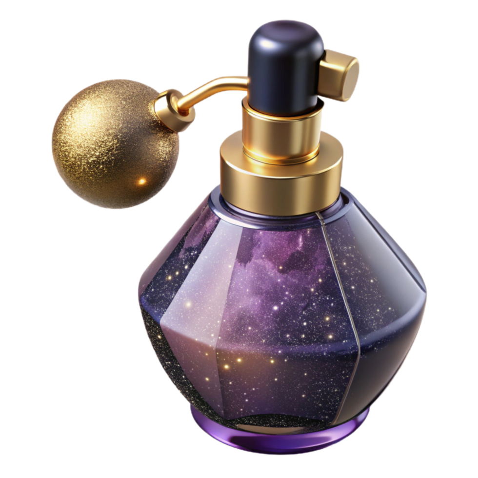 beautiful contemporary Vintage Perfume Bottle Isolated with Atomizer detailed png