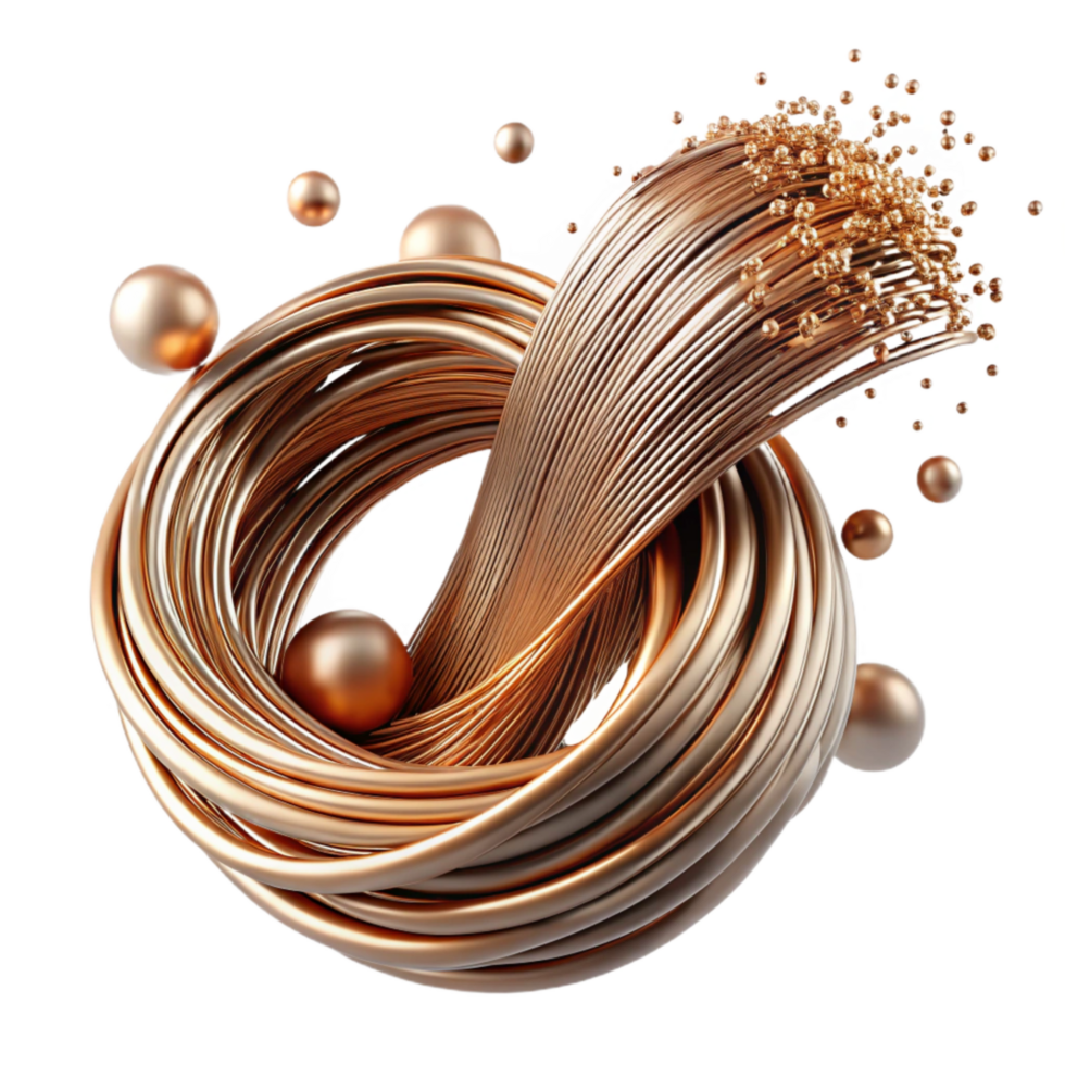 dramatic classic Bent Metal Wire with Copper Finish Isolated original png