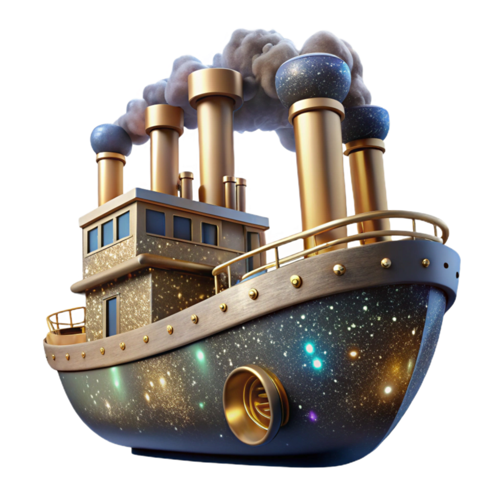 magnificent traditional Vintage Steamship Isolated with Smokestack genuine png