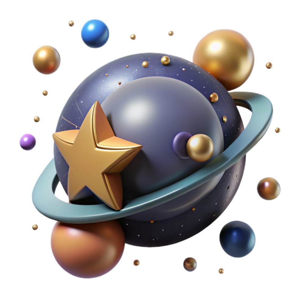 stunning abstract Binary Star System Transparent Background with Orbiting Planets high quality png