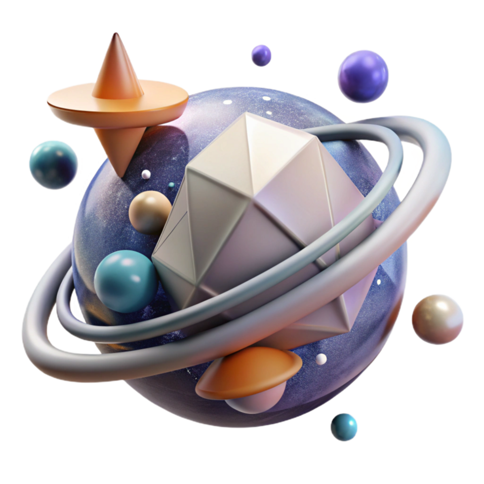 impressive creative Binary Star System Transparent Background with Orbiting Planets genuine png