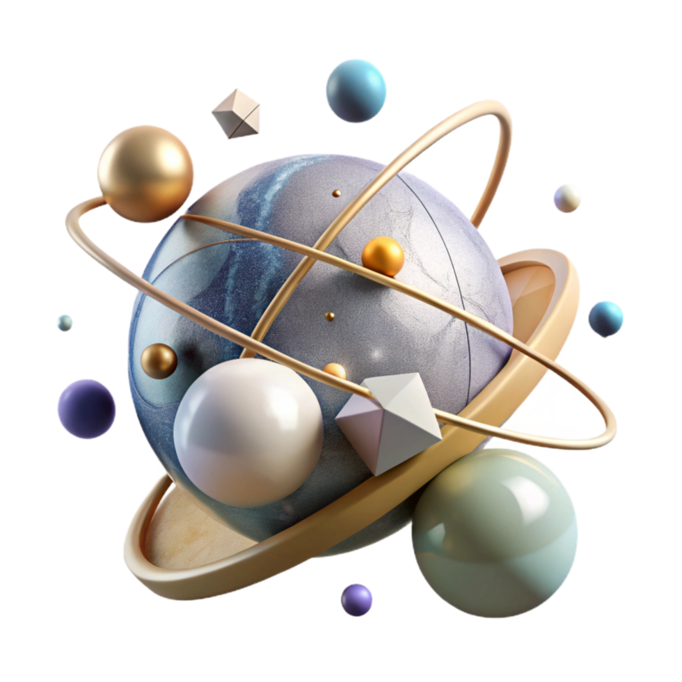 extraordinary modern Binary Star System Transparent Background with Orbiting Planets png
