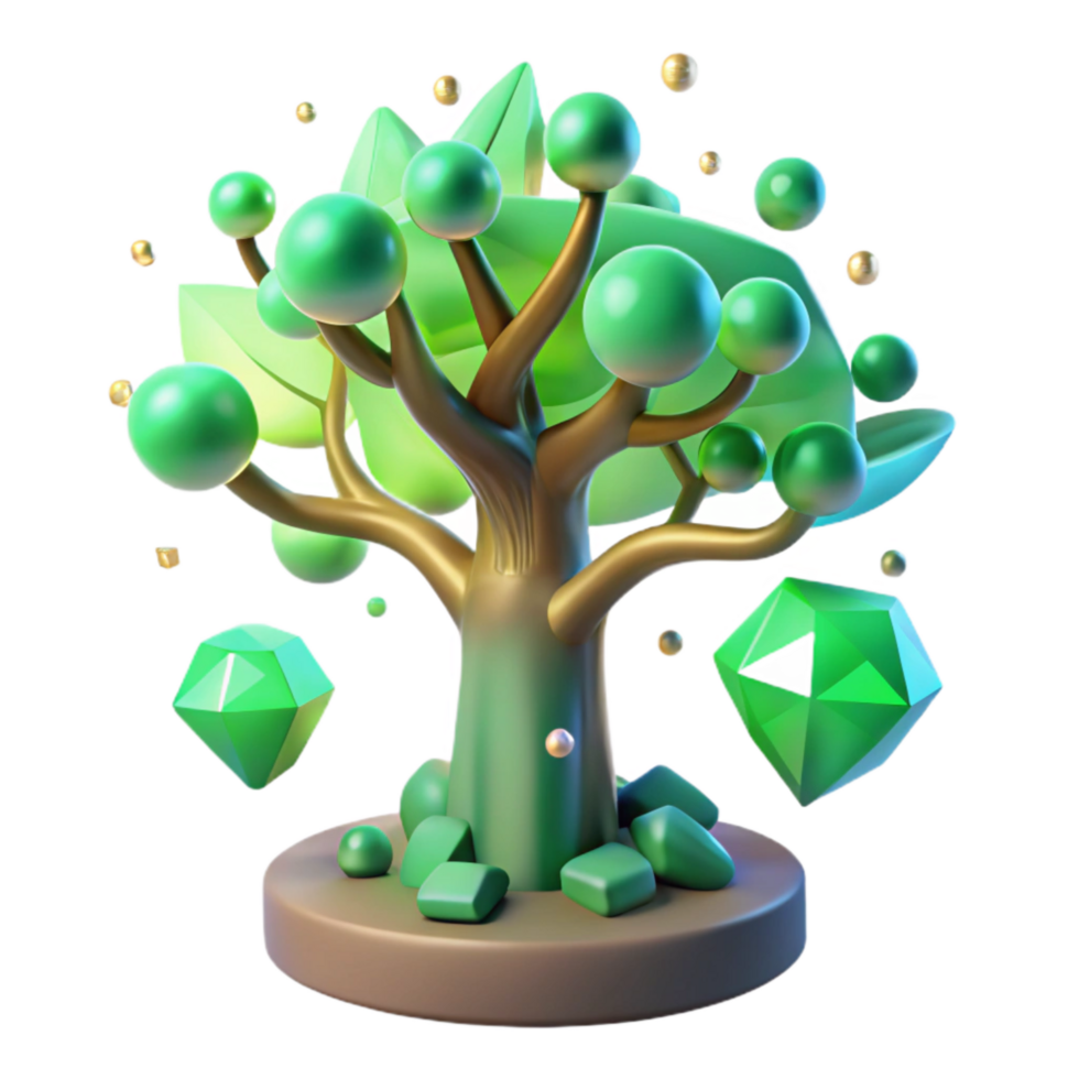 beautiful vintage Bio Luminescent Tree with Green Glow Cutout exclusive png