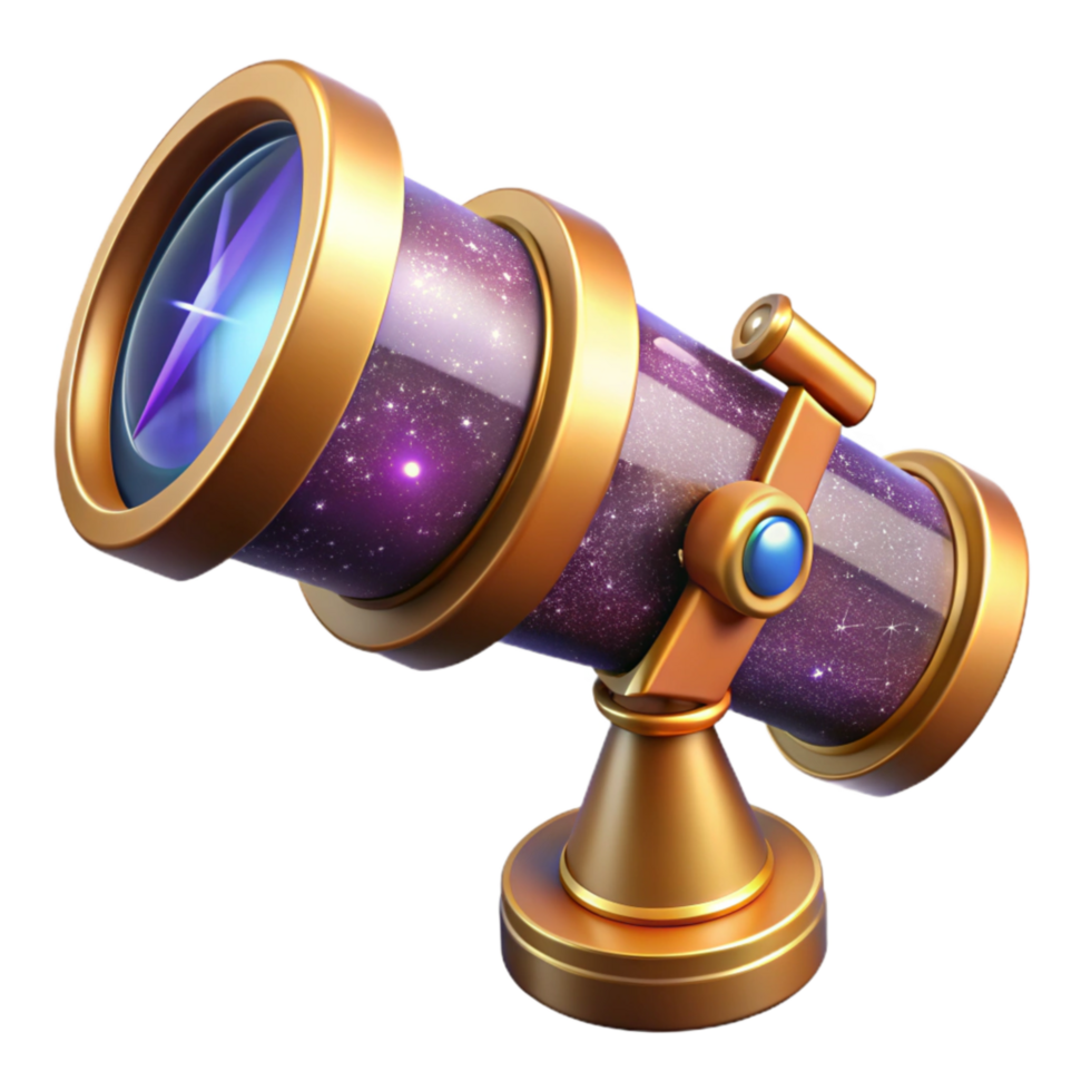 elegant contemporary Vintage Telescope Isolated with Lens Detail png