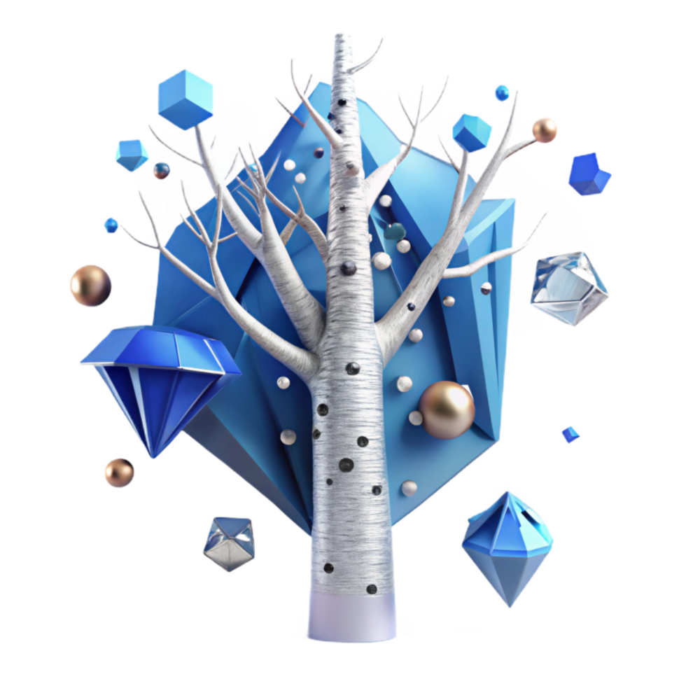 impressive rustic Birch Tree Silhouette Against Blue Sky Isolated genuine png