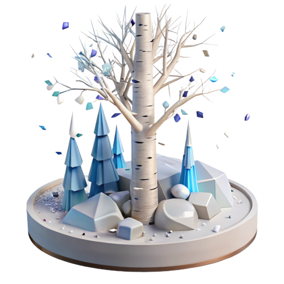 extraordinary contemporary Birch Tree Stand Winter Snow Covered Isolated original png