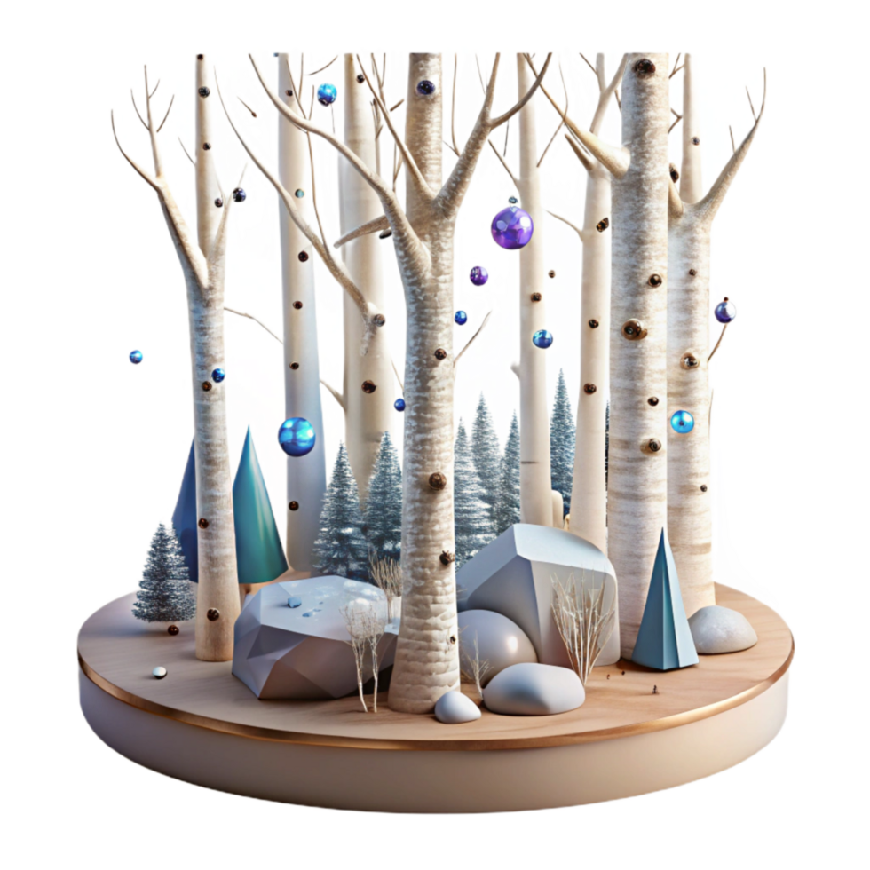 stunning minimalist Birch Tree Forest Stand Winter Scene Isolated exclusive png