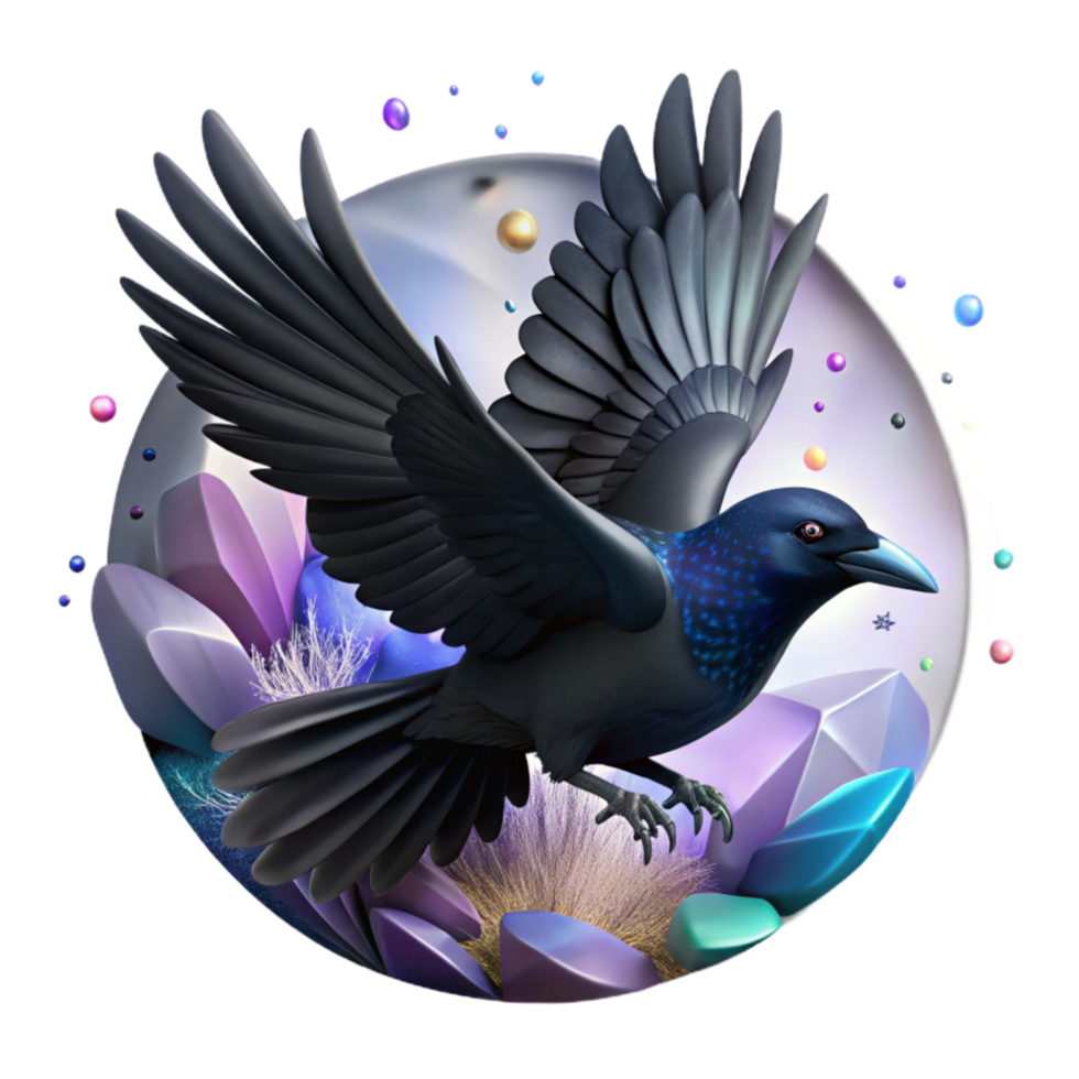 extraordinary minimalist Black Raven Silhouette in Flight Isolated high quality png