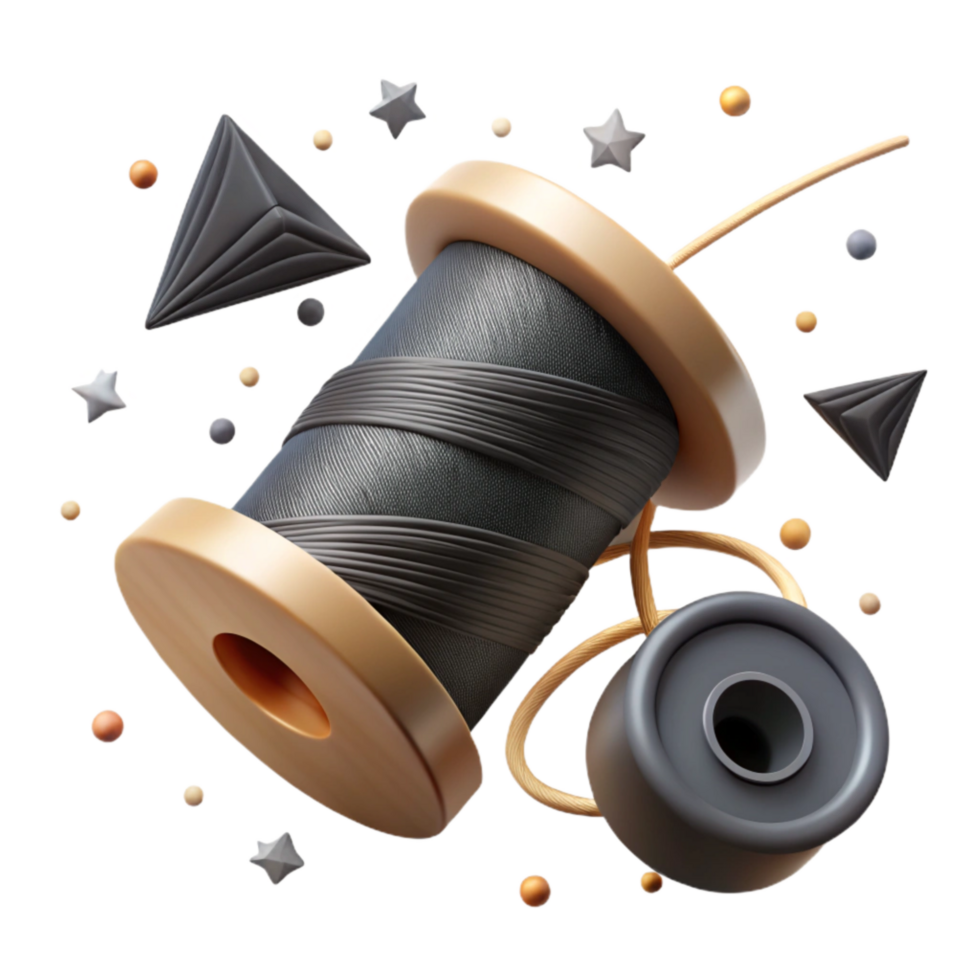 impressive rustic Black Thread with Clean Cut Edges Cutout high quality png