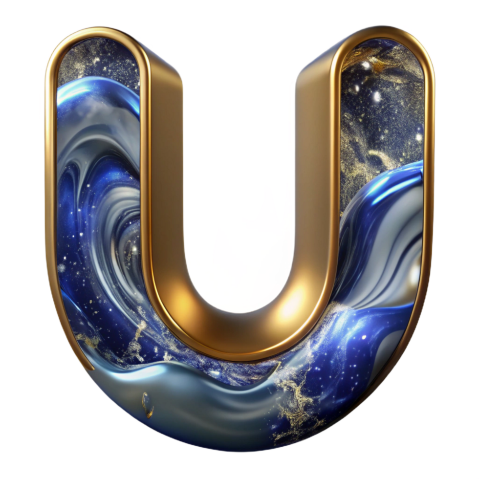 impressive modern Water Ripple Font Letter U Isolated Element high quality png