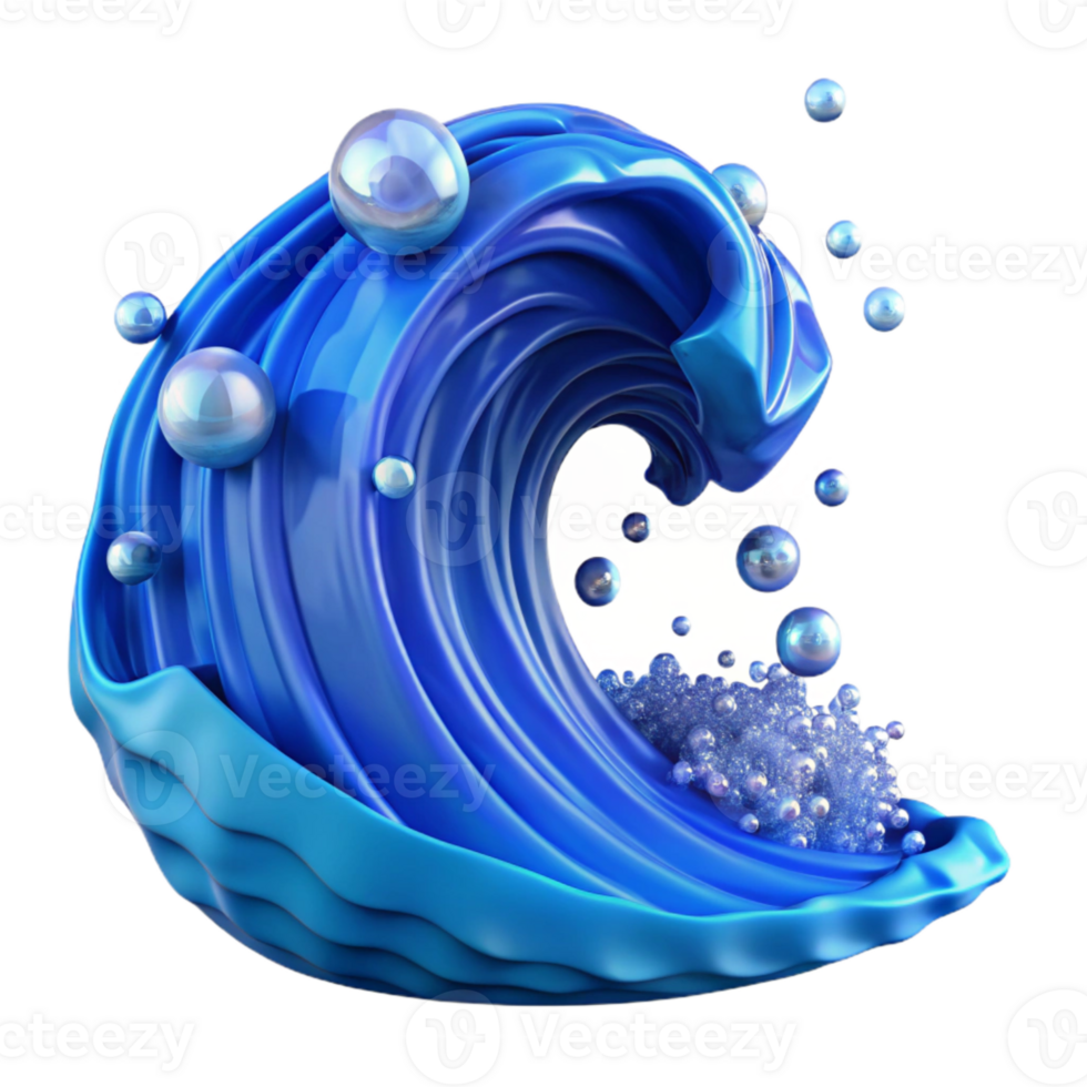 beautiful modern Blue Ocean Wave Cresting Isolated high resolution png