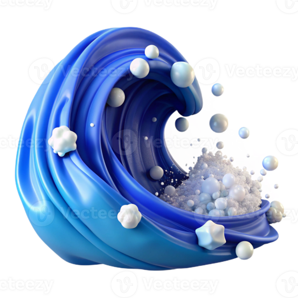 extraordinary rustic Blue Ocean Wave Isolated with White Foam original png