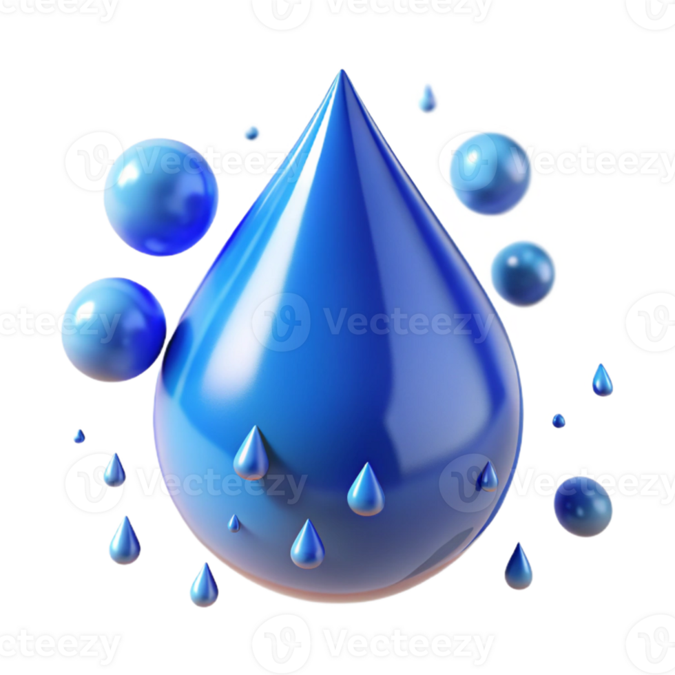 elegant rustic Blue Raindrop with Realistic Reflection Isolated original png