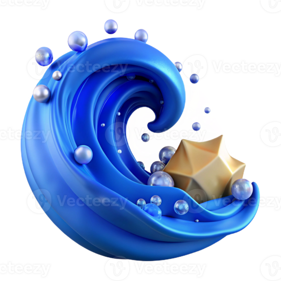 extraordinary modern Blue Wave with Foaming Crest Isolated high resolution png