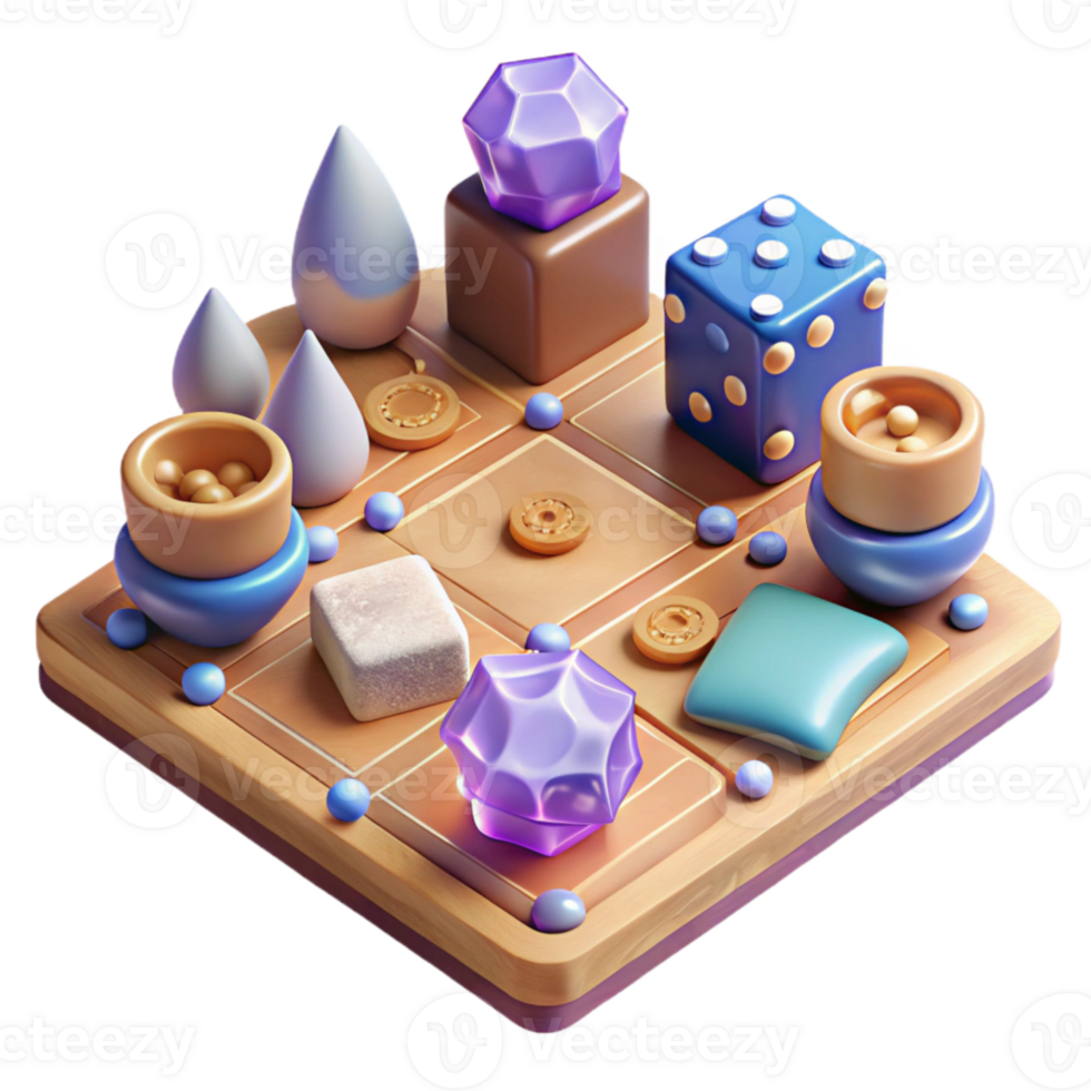 extraordinary rustic Board Game Isolated with Dice and Pieces authentic png