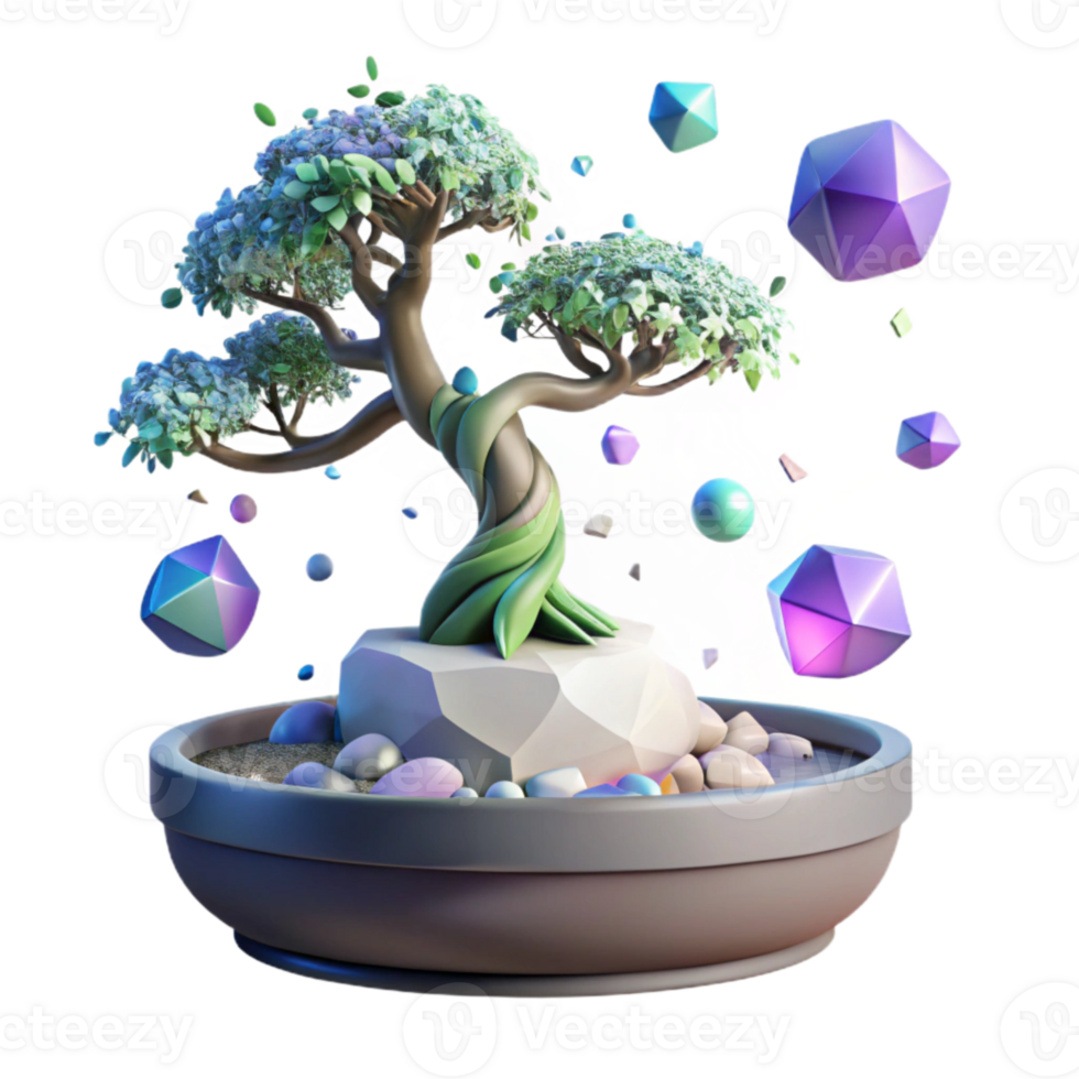 wonderful artistic Bonsai Tree in Pot Cutout Transparent Background premium png