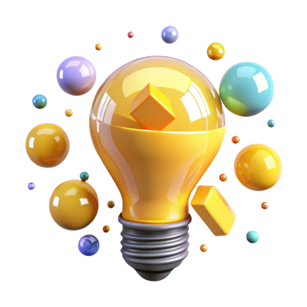 stunning artistic Bright Yellow Lightbulb Transparent Background png