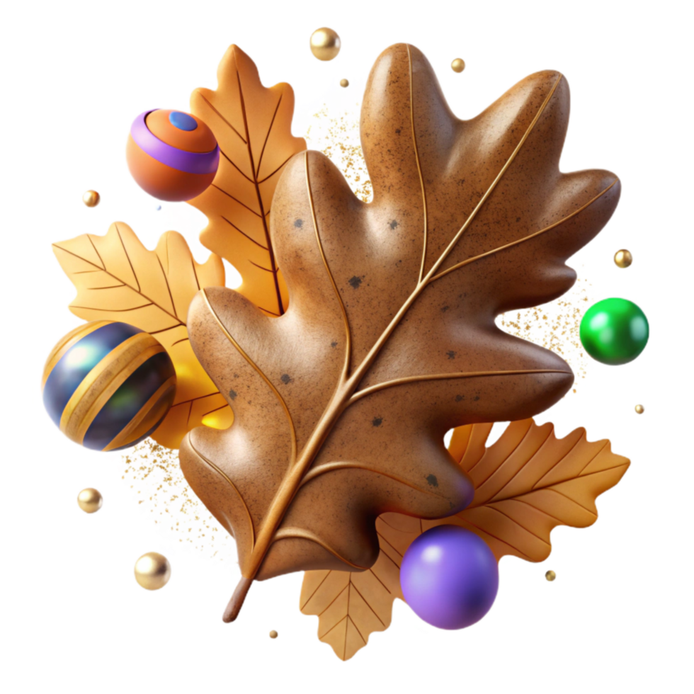 wonderful minimalist Brown Oak Leaf with Texture Cutout Isolated professional png