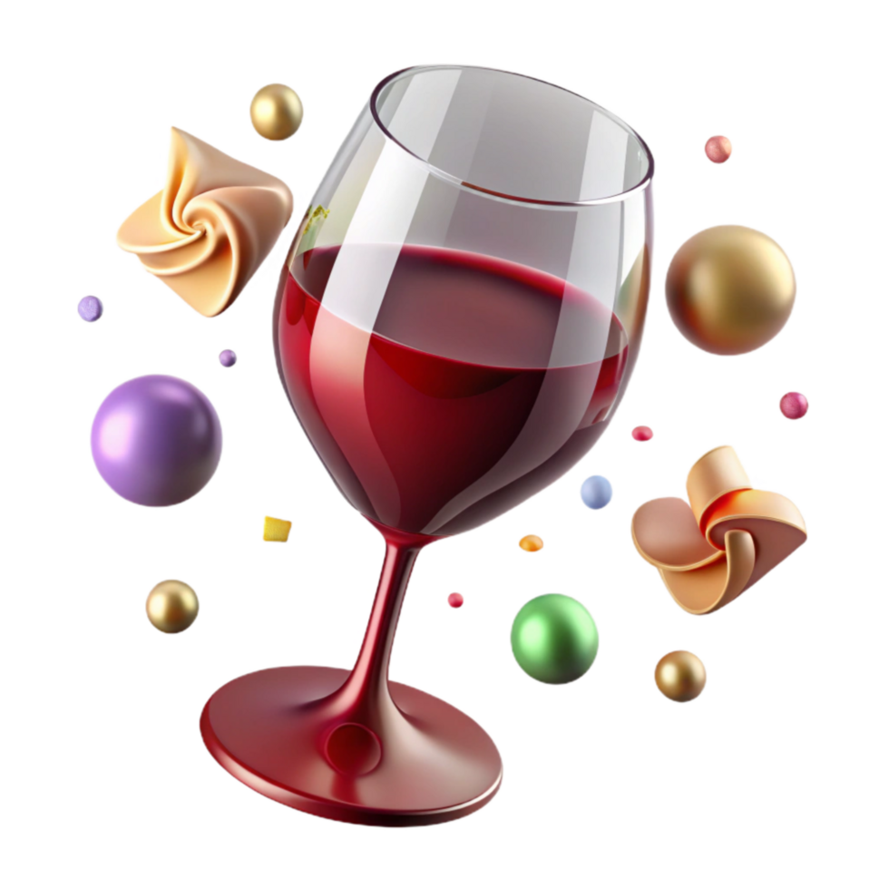serene artistic Burgundy Red Wine Glass with Elegant Stem Cutout high resolution png