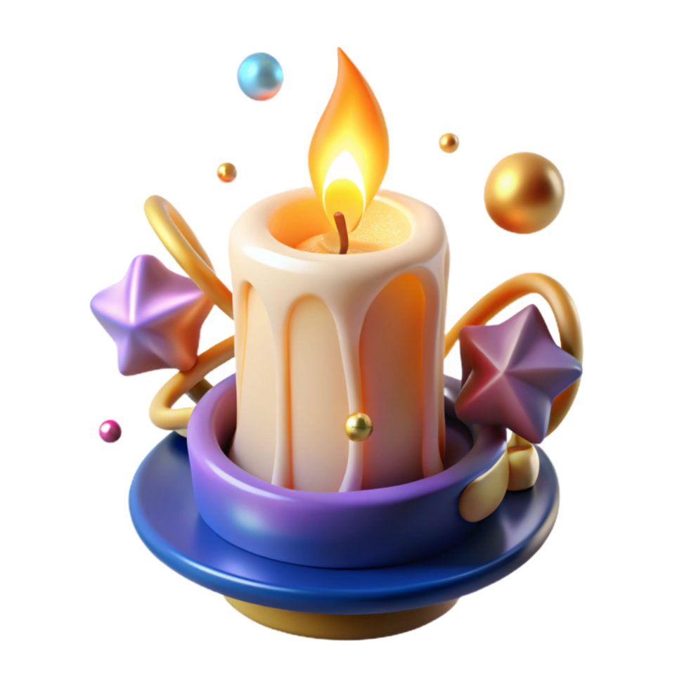 magnificent vintage Burning Candle Flame Close Up Isolated on Transparent Background png