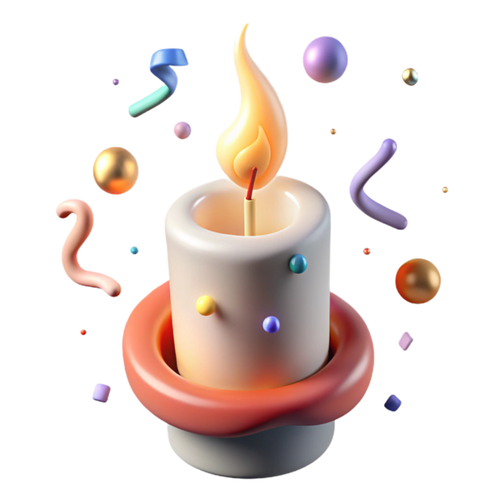 dramatic modern Burning Candle Isolated with Flickering Flame png