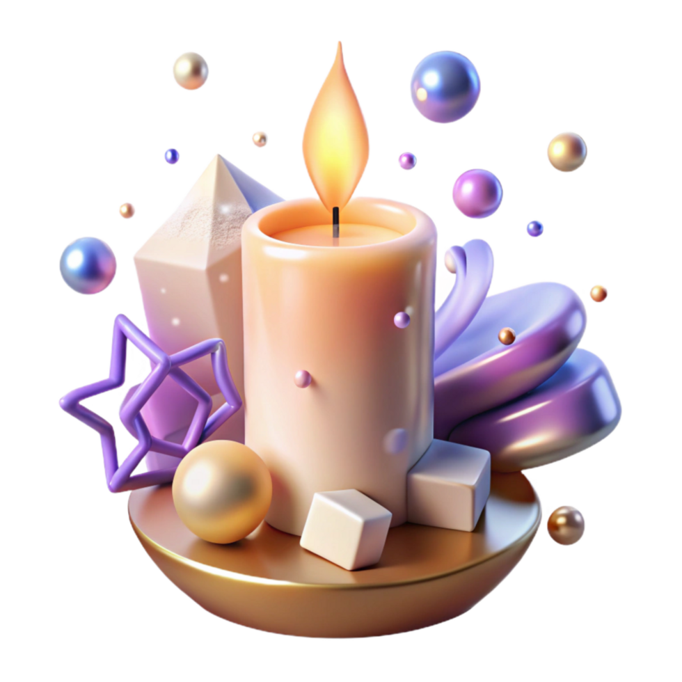 magnificent modern Burning Candle with Soft Glow Isolated Element png