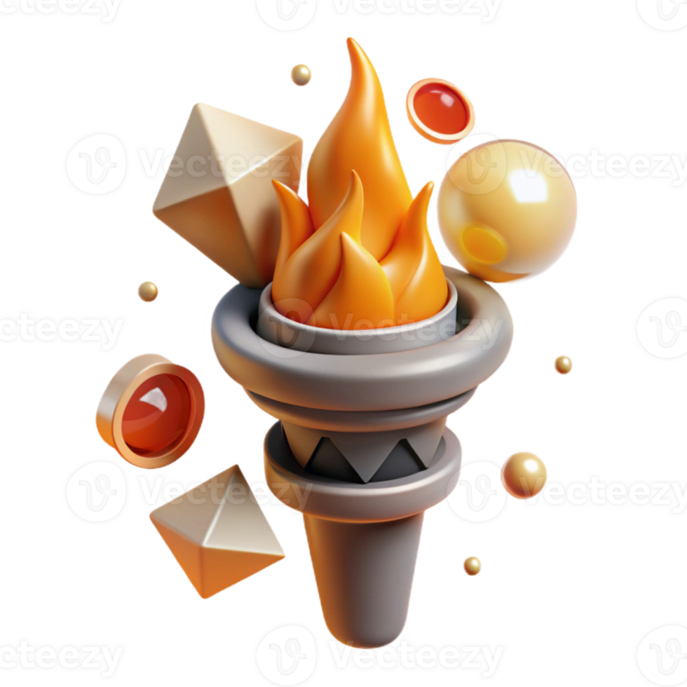 wonderful vintage Burning Torch Cutout with Realistic Flames Isolated authentic png