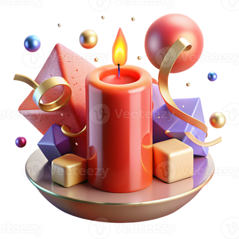 wonderful artistic Burning Red Candle with Transparent Background original png