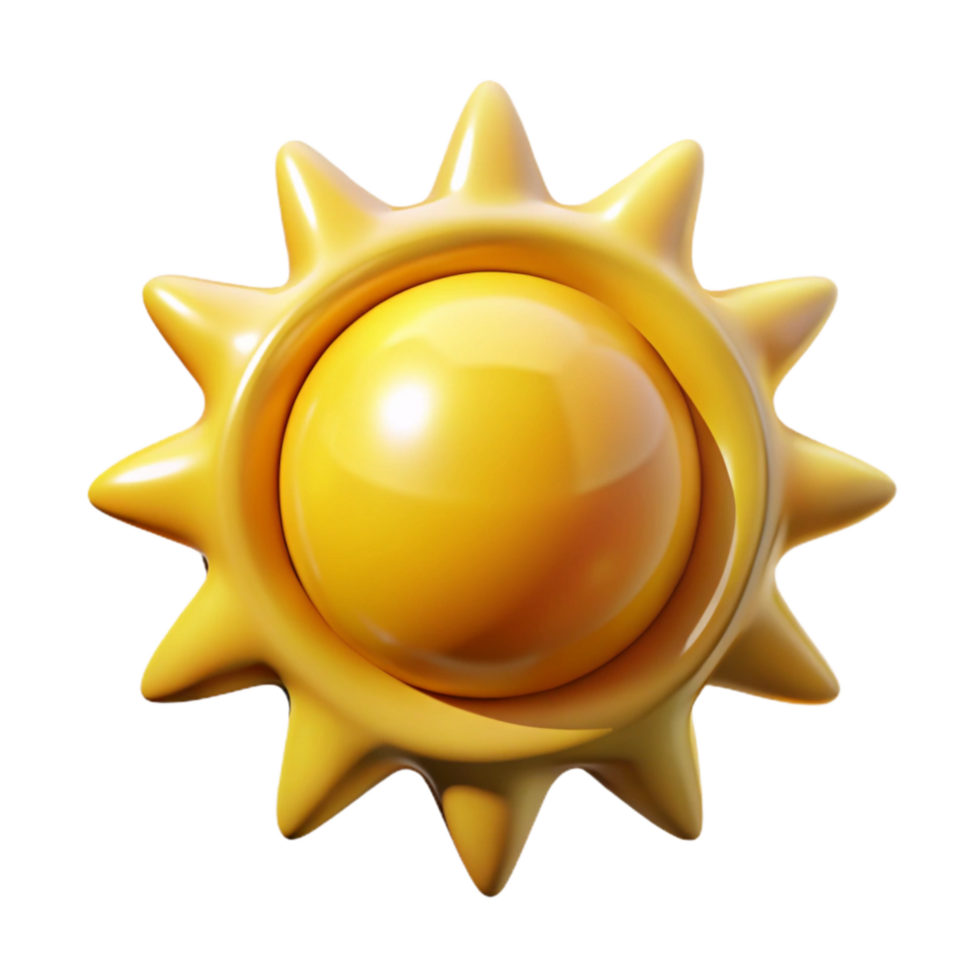 elegant minimalist Yellow Sun Icon Simple Design Isolated exclusive png