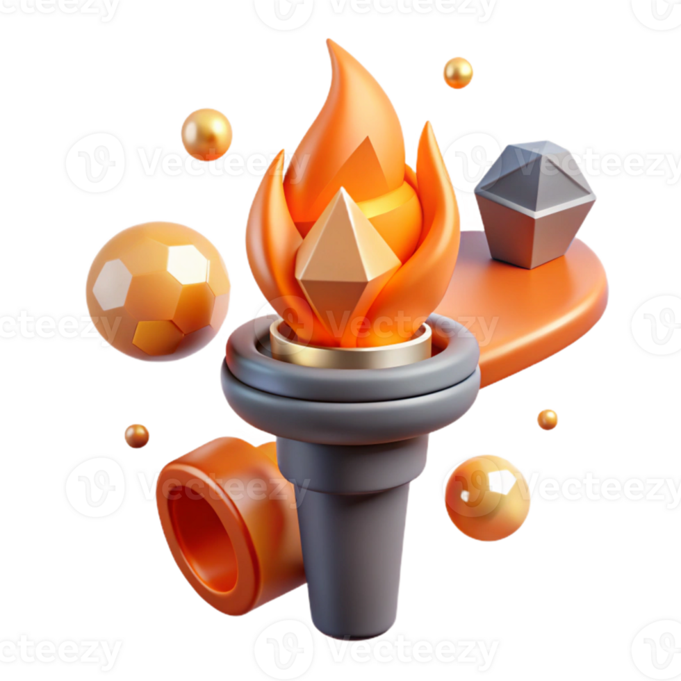 vibrant contemporary Burning Torch Cutout with Realistic Flames Isolated authentic png