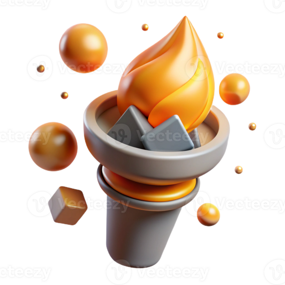 elegant classic Burning Torch with Orange Flame Isolated Element authentic png