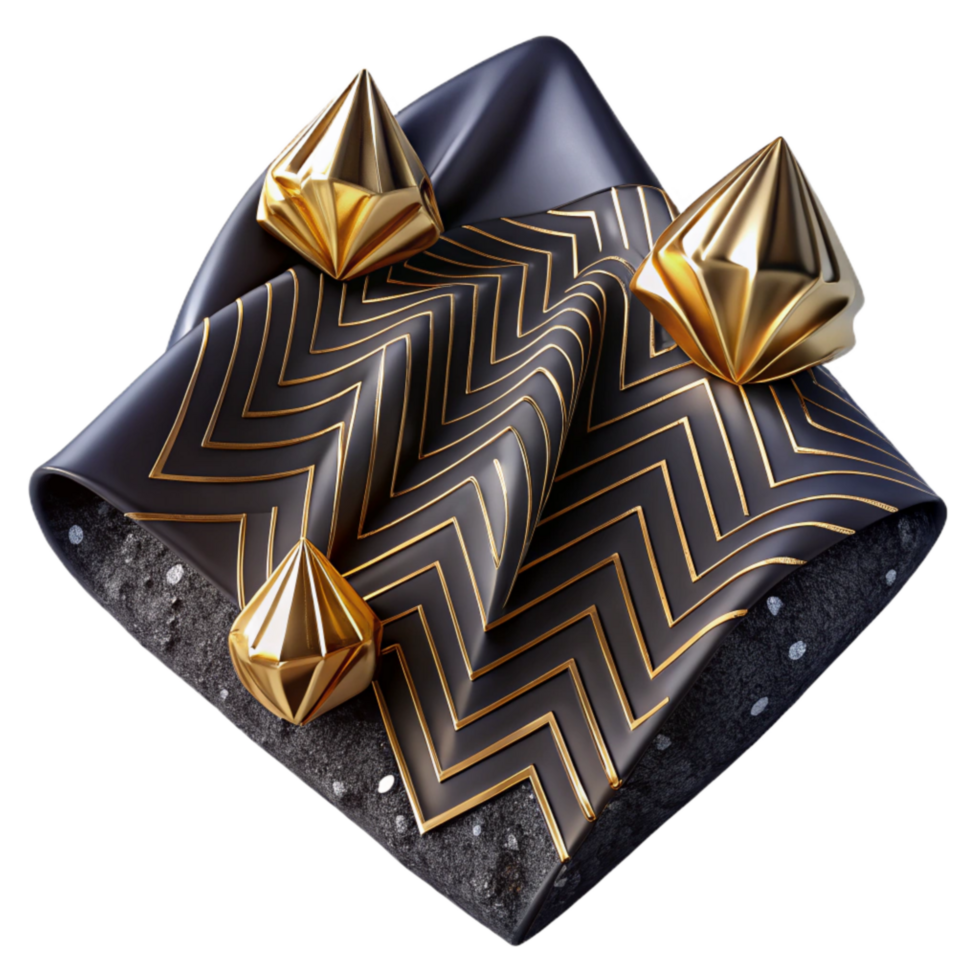 vibrant rustic Zigzag Geometric Pattern on Black Textile Transparent Background professional png