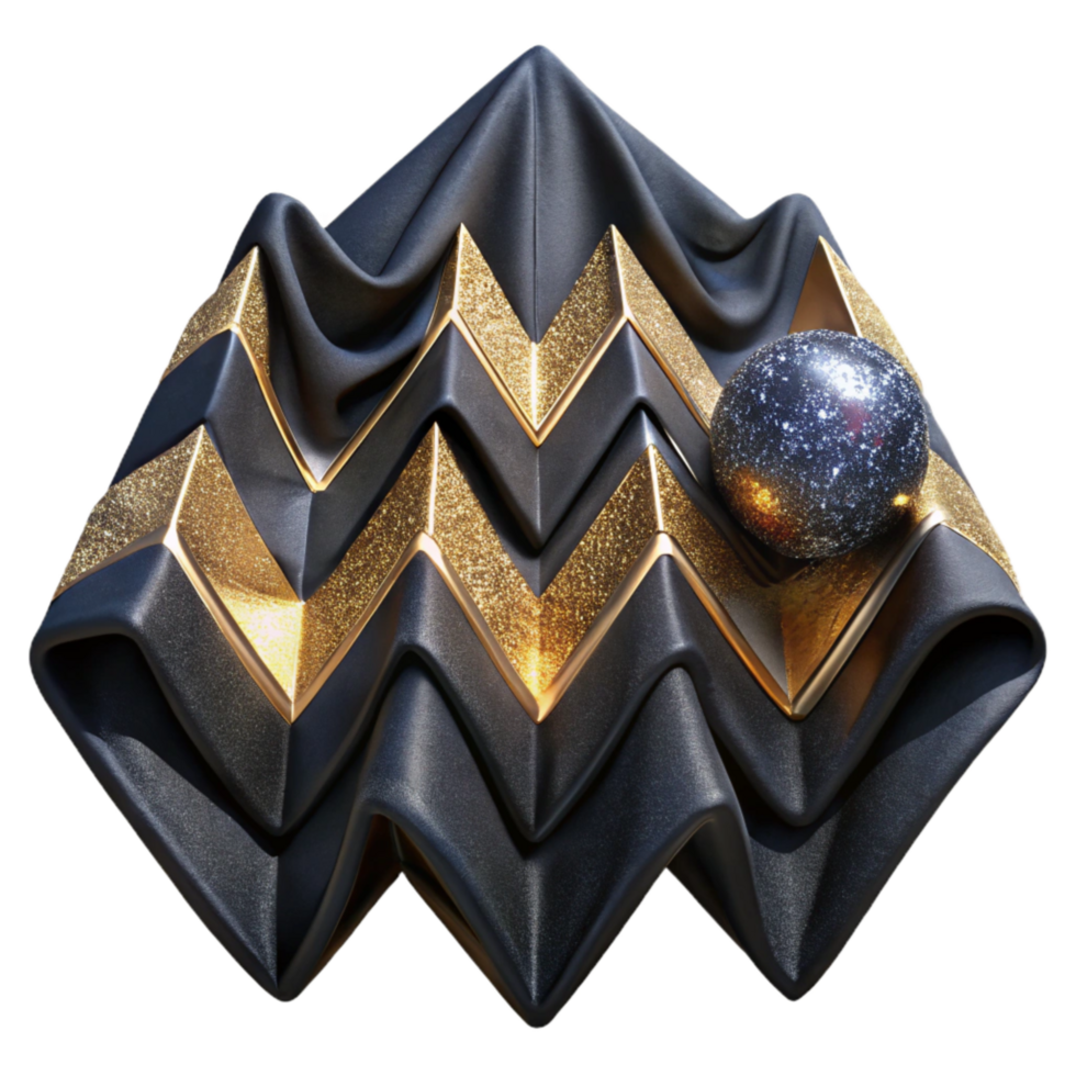 stunning artistic Zigzag Geometric Pattern on Black Textile Transparent Background original png