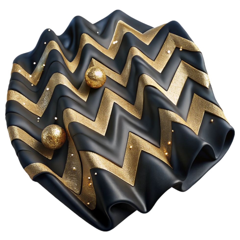 dramatic creative Zigzag Geometric Pattern on Black Textile Transparent Background exclusive png