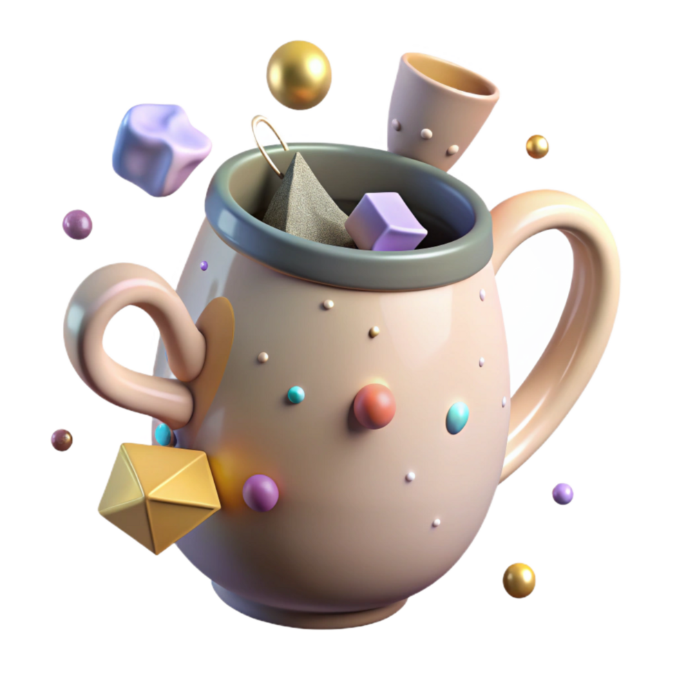 serene artistic Chipped Ceramic Mug Handle Transparent Background premium png