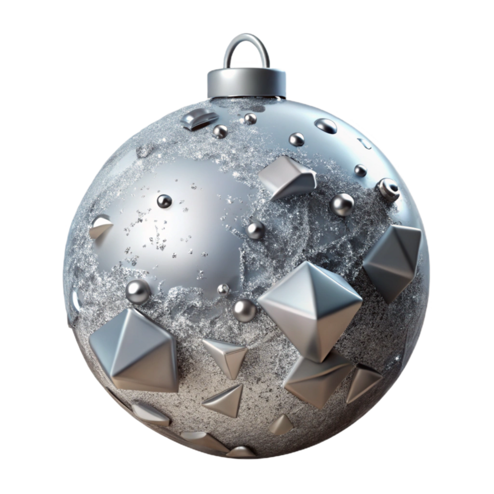 dramatic contemporary Chipped Glass Ornament with Silver Glitter Transparent Background authentic png
