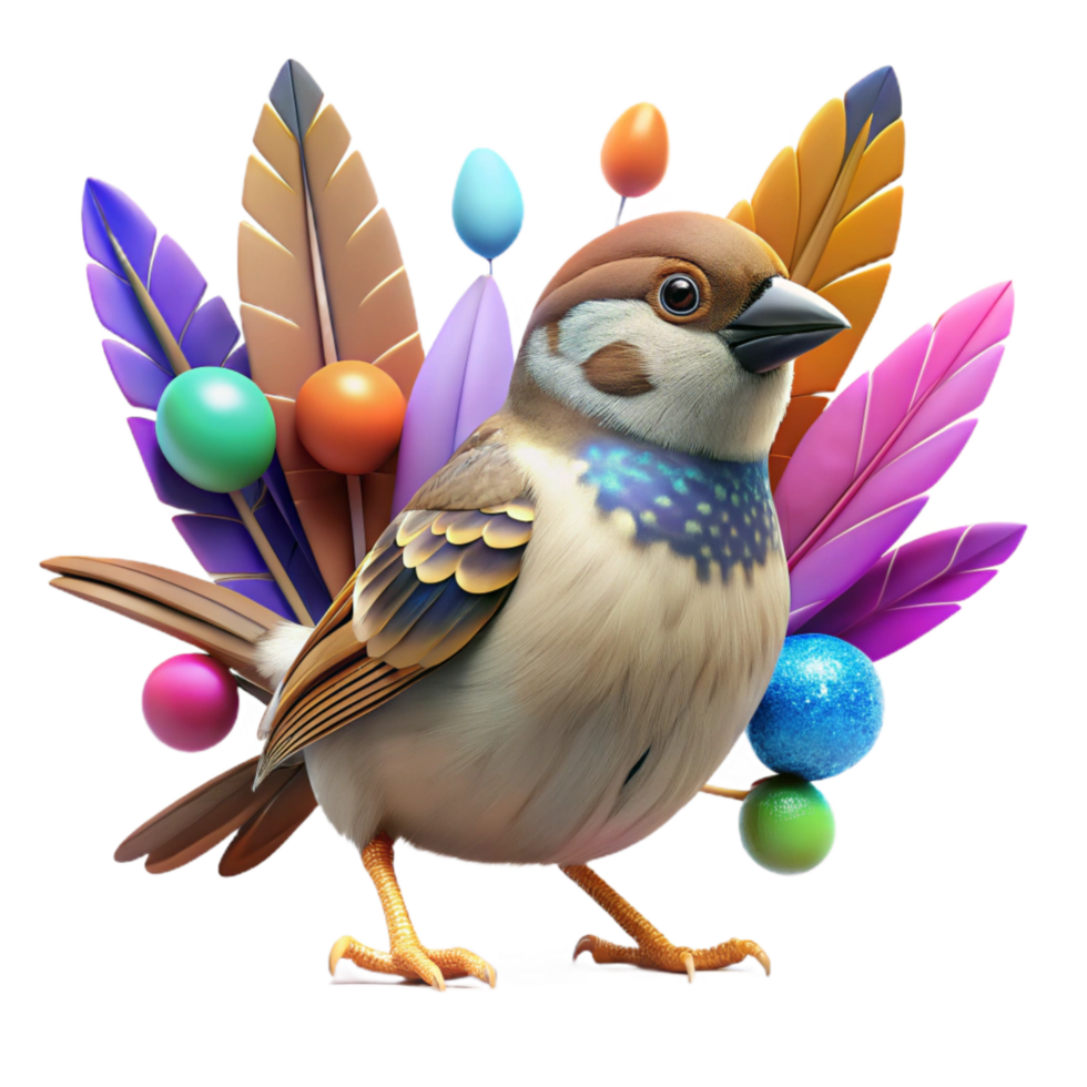 elegant contemporary Chirping Sparrow Brown Feathers Cutout detailed png